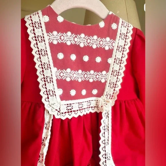 New Red Dress with Lace Trim - Picture 2 of 5